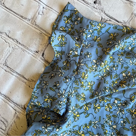 Max Studio 2X Top NWT NEW Micro Floral Top Blue Blouse Loose Cottagecore Peasant - Picture 8 of 12